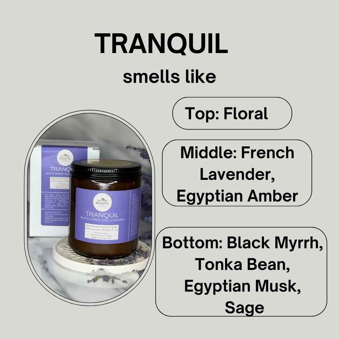 Tranquil Black Amber and Lavender 7.7 oz scented candle, gift shop, gift card, gift store, gift ideas, home designer, interior designer near me, scented candles, candles, lavender candles