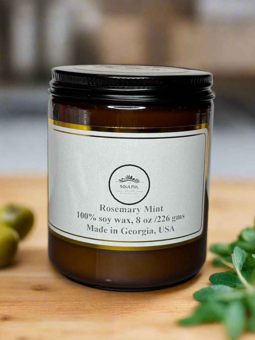 8 oz Rosemary Mint scented candle, 40 + hour burn, phthalate free, vegan, 100 % soy wax as gifts and interior design ideas, gift shop, gift card, gift store, gift ideas, home designer, interior designer near me, gift cards, interior design ideas, home decor inspiration, spring candle collection