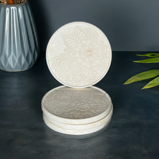 Round Mandala 4 inch coasters- set of 4, gift shop, gift card, gift store, gift ideas, home designer, interior designer near me