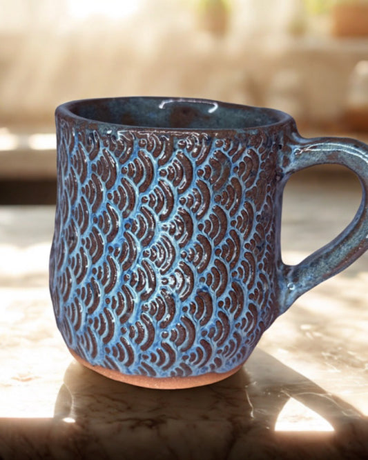 Blue ceramic mug