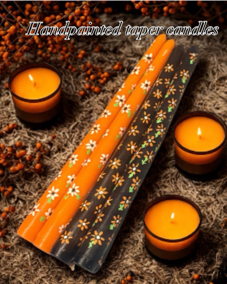 Hand painted  taper candles ( set of 2)